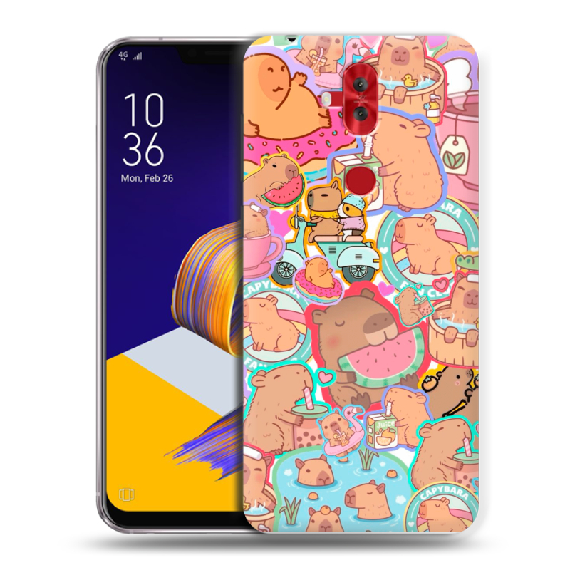 Пластиковый чехол на ASUS ZenFone 5 Lite с принтом капибары Пластиковый чехол на ASUS ZenFone 5 Lite с принтом капибары