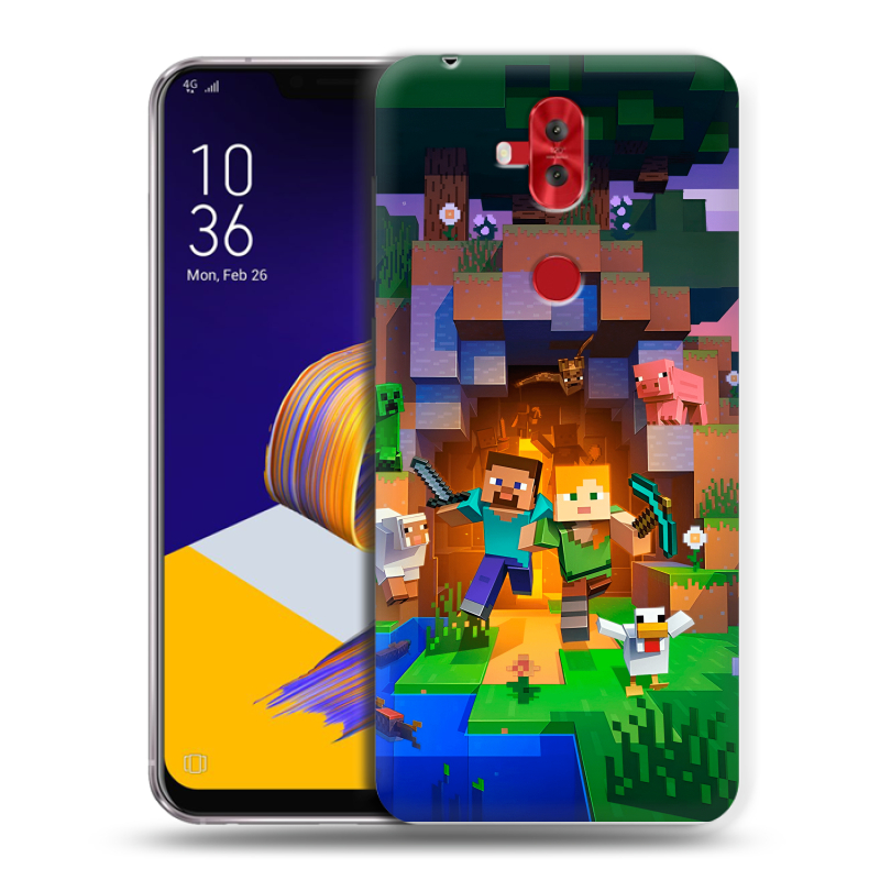 Силиконовый чехол на ASUS ZenFone 5 Lite с принтом Майнкрафт Minecraft Силиконовый чехол на ASUS ZenFone 5 Lite с принтом Майнкрафт Minecraft