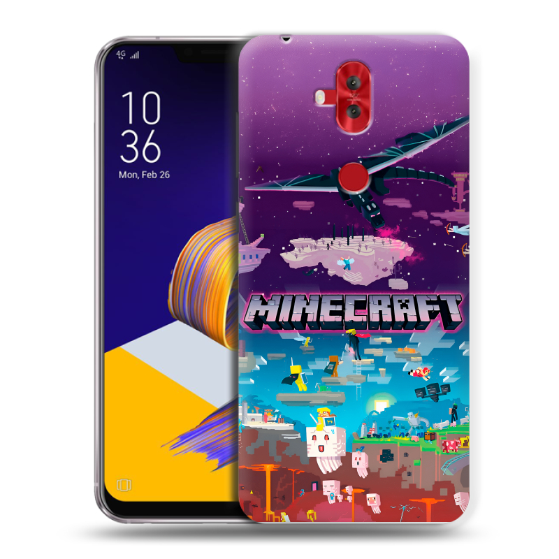 Силиконовый чехол на ASUS ZenFone 5 Lite с принтом Майнкрафт Minecraft Силиконовый чехол на ASUS ZenFone 5 Lite с принтом Майнкрафт Minecraft