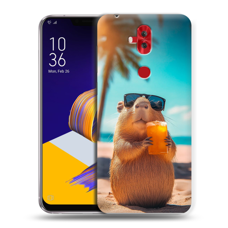 Пластиковый чехол на ASUS ZenFone 5 Lite с принтом Капибара Пластиковый чехол на ASUS ZenFone 5 Lite с принтом Капибара