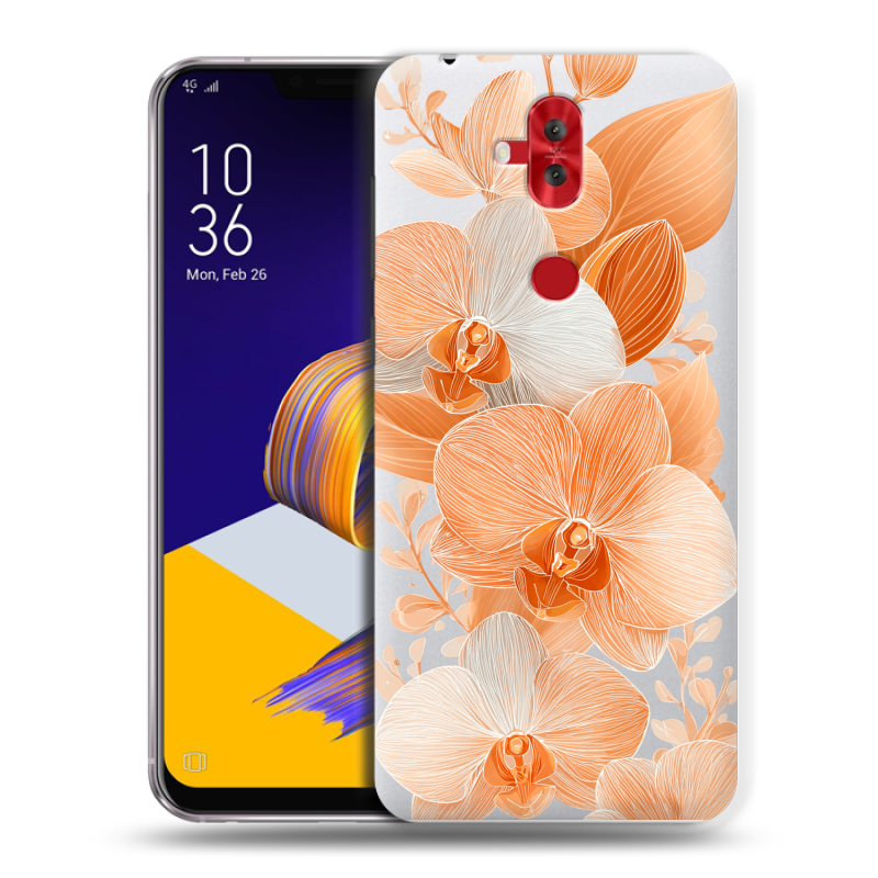 Пластиковый чехол на ASUS ZenFone 5 Lite с принтом Бежевые цветы Пластиковый чехол на ASUS ZenFone 5 Lite с принтом Бежевые цветы