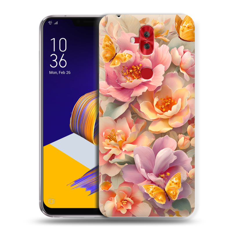 Пластиковый чехол на ASUS ZenFone 5 Lite с принтом Цветы и бабочки Пластиковый чехол на ASUS ZenFone 5 Lite с принтом Цветы и бабочки