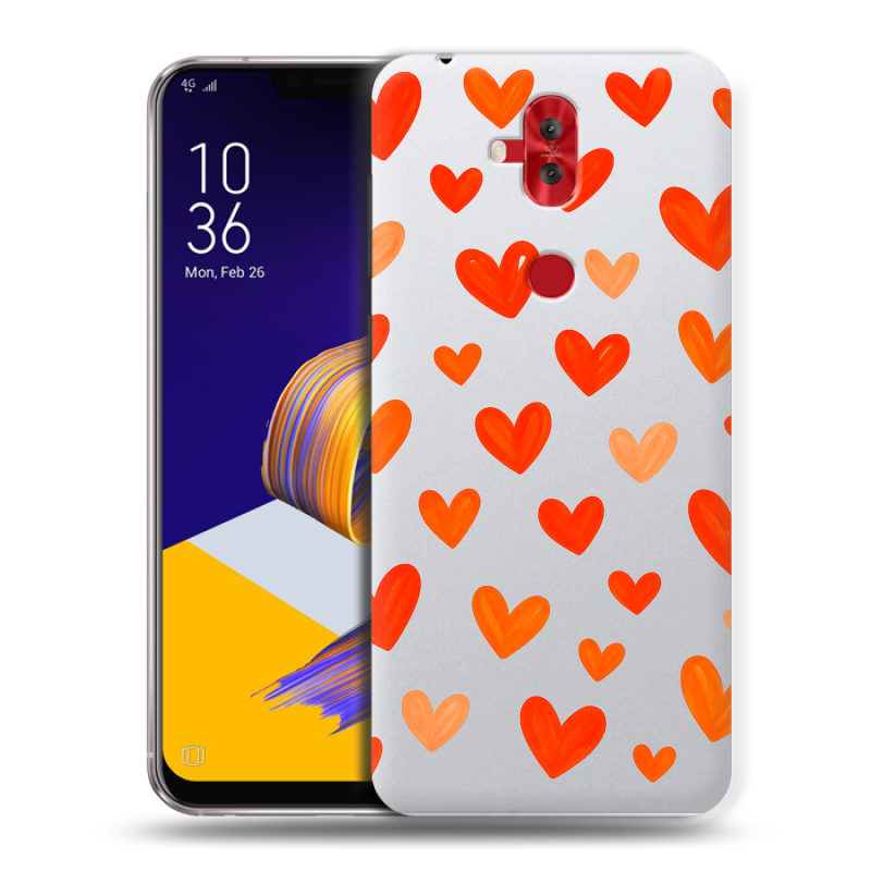 Силиконовый чехол на ASUS ZenFone 5 Lite с принтом Сердечки Силиконовый чехол на ASUS ZenFone 5 Lite с принтом Сердечки
