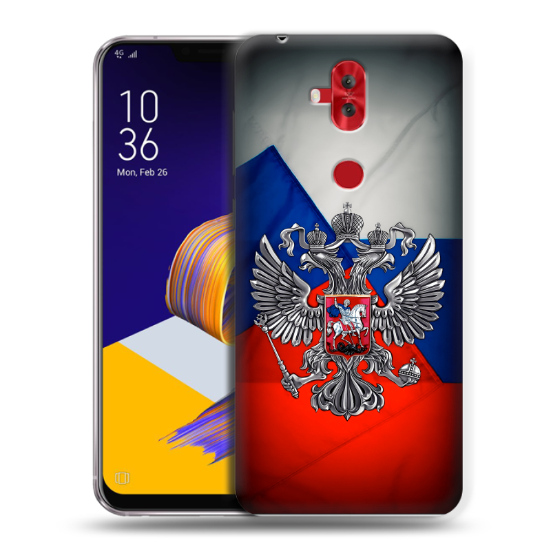 Силиконовый чехол на ASUS ZenFone 5 Lite с принтом Флаг России Силиконовый чехол на ASUS ZenFone 5 Lite с принтом Флаг России