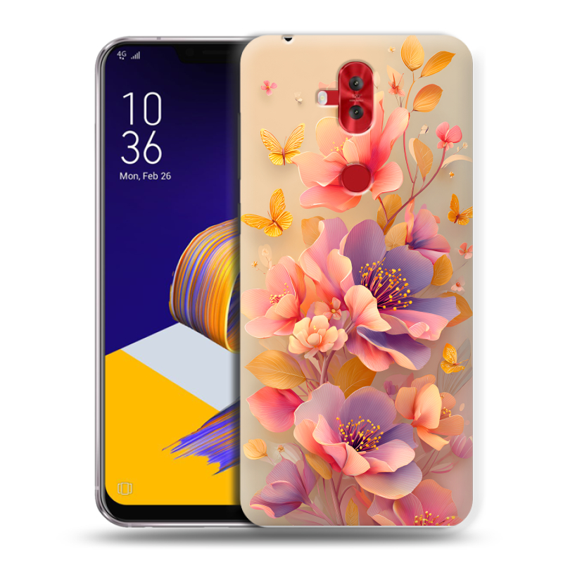 Пластиковый чехол на ASUS ZenFone 5 Lite с принтом Цветы и бабочки Пластиковый чехол на ASUS ZenFone 5 Lite с принтом Цветы и бабочки