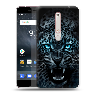 Пластиковый чехол на Nokia 6.1 с принтом Темный леопард Пластиковый чехол на Nokia 6.1 с принтом Темный леопард