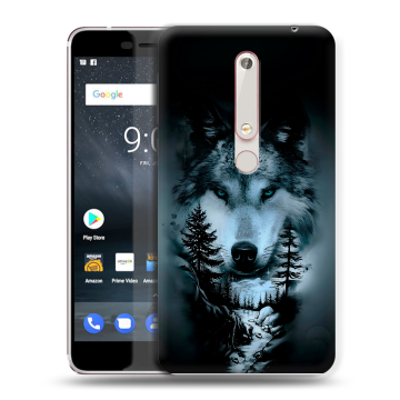 Пластиковый чехол на Nokia 6.1 с принтом Лесной волк Пластиковый чехол на Nokia 6.1 с принтом Лесной волк