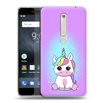 Пластиковый чехол на Nokia 6.1 с принтом Единорог Пластиковый чехол на Nokia 6.1 с принтом Единорог