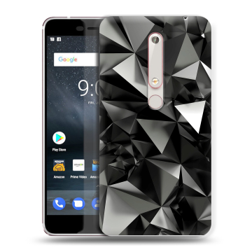 Пластиковый чехол на Nokia 6.1 с принтом Черные кристаллы Пластиковый чехол на Nokia 6.1 с принтом Черные кристаллы