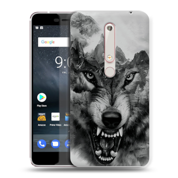 Пластиковый чехол на Nokia 6.1 с принтом Волк Пластиковый чехол на Nokia 6.1 с принтом Волк