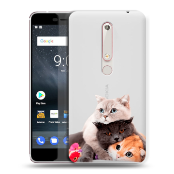 Пластиковый чехол на Nokia 6.1 с принтом Кошки Пластиковый чехол на Nokia 6.1 с принтом Кошки