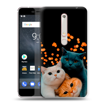 Пластиковый чехол на Nokia 6.1 с принтом Кошки Пластиковый чехол на Nokia 6.1 с принтом Кошки