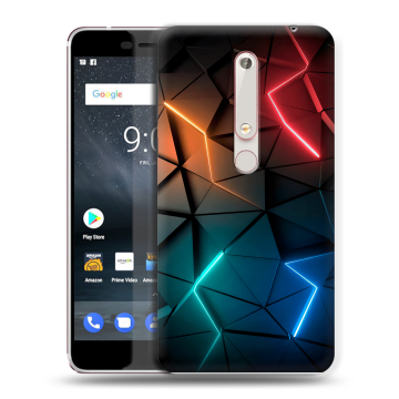 Пластиковый чехол на Nokia 6.1 с принтом Абстракция неон Пластиковый чехол на Nokia 6.1 с принтом Абстракция неон