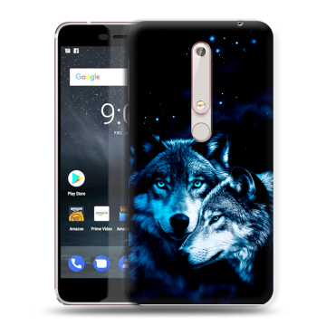 Пластиковый чехол на Nokia 6.1 с принтом Волки Пластиковый чехол на Nokia 6.1 с принтом Волки
