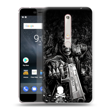 Пластиковый чехол на Nokia 6.1 с принтом Скелет Пластиковый чехол на Nokia 6.1 с принтом Скелет