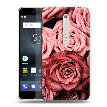 Пластиковый чехол на Nokia 6.1 с принтом Цветы розы Пластиковый чехол на Nokia 6.1 с принтом Цветы розы