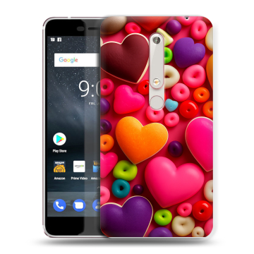 Пластиковый чехол на Nokia 6.1 с принтом Сердечки Пластиковый чехол на Nokia 6.1 с принтом Сердечки