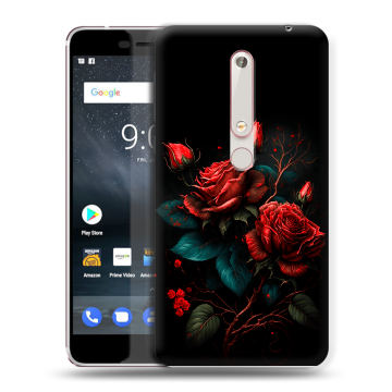 Пластиковый чехол на Nokia 6.1 с принтом Розы красные Пластиковый чехол на Nokia 6.1 с принтом Розы красные