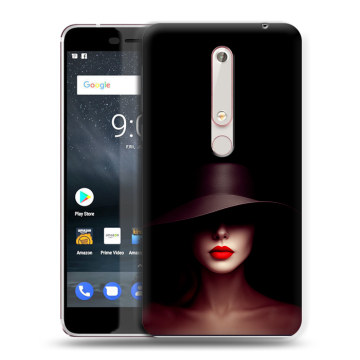 Пластиковый чехол на Nokia 6.1 с принтом Девушка в шляпе Пластиковый чехол на Nokia 6.1 с принтом Девушка в шляпе