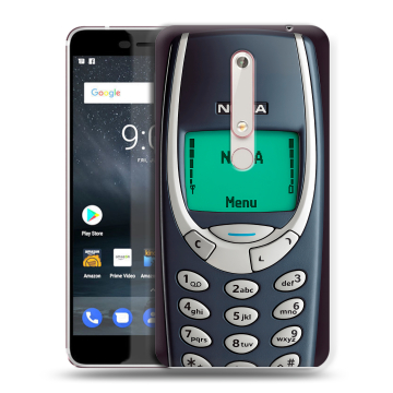 Пластиковый чехол на Nokia 6.1 с принтом Старый телефон