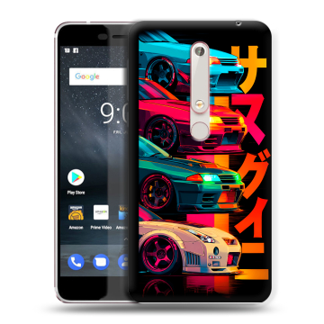 Пластиковый чехол на Nokia 6.1 с принтом Гоночные машины Пластиковый чехол на Nokia 6.1 с принтом Гоночные машины