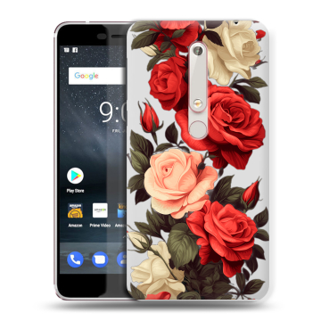 Пластиковый чехол на Nokia 6.1 с принтом Розы Пластиковый чехол на Nokia 6.1 с принтом Розы
