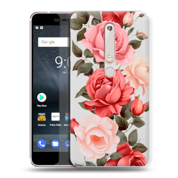 Пластиковый чехол на Nokia 6.1 с принтом Розы Пластиковый чехол на Nokia 6.1 с принтом Розы