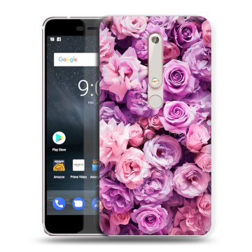 Пластиковый чехол на Nokia 6.1 с принтом лавандовые розы