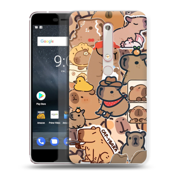 Пластиковый чехол на Nokia 6.1 с принтом капибара Пластиковый чехол на Nokia 6.1 с принтом капибара
