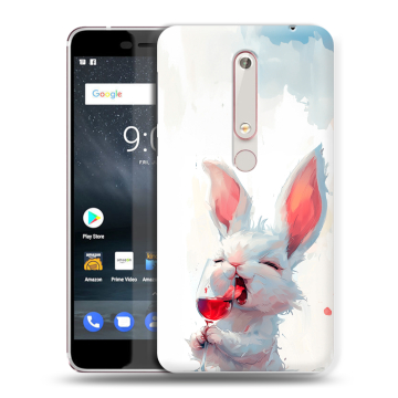 Пластиковый чехол на Nokia 6.1 с принтом кролик зайчик Пластиковый чехол на Nokia 6.1 с принтом кролик зайчик