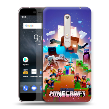 Пластиковый чехол на Nokia 6.1 с принтом Майнкрафт Minecraft
