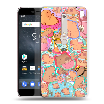 Пластиковый чехол на Nokia 6.1 с принтом капибары Пластиковый чехол на Nokia 6.1 с принтом капибары