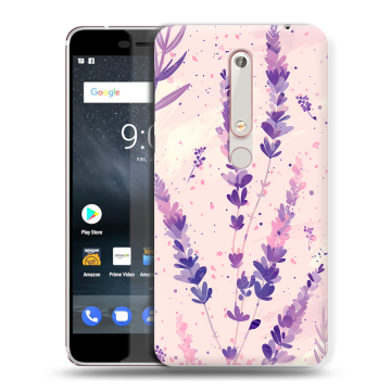 Пластиковый чехол на Nokia 6.1 с принтом цветы лаванда Пластиковый чехол на Nokia 6.1 с принтом цветы лаванда