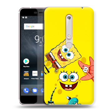 Пластиковый чехол на Nokia 6.1 с принтом Спанч боб Спанчбоб Пластиковый чехол на Nokia 6.1 с принтом Спанч боб Спанчбоб