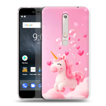 Пластиковый чехол на Nokia 6.1 с принтом Единорог Пластиковый чехол на Nokia 6.1 с принтом Единорог
