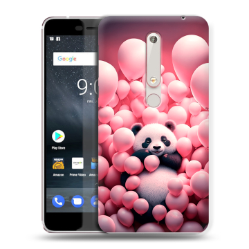 Пластиковый чехол на Nokia 6.1 с принтом Панда Пластиковый чехол на Nokia 6.1 с принтом Панда