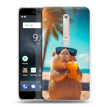 Пластиковый чехол на Nokia 6.1 с принтом Капибара Пластиковый чехол на Nokia 6.1 с принтом Капибара