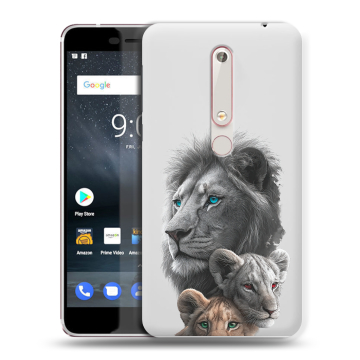 Пластиковый чехол на Nokia 6.1 с принтом Львы
