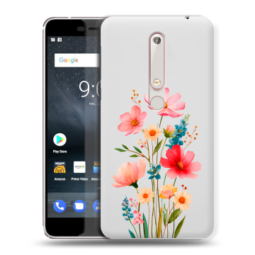 Пластиковый чехол на Nokia 6.1 с принтом Цветы