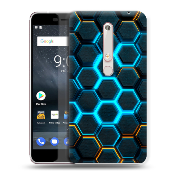 Пластиковый чехол на Nokia 6.1 с принтом Неоновые соты