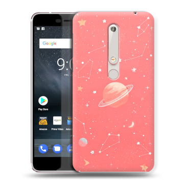 Пластиковый чехол на Nokia 6.1 с принтом Розовый космос
