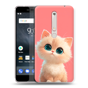 Пластиковый чехол на Nokia 6.1 с принтом Розовый котенок
