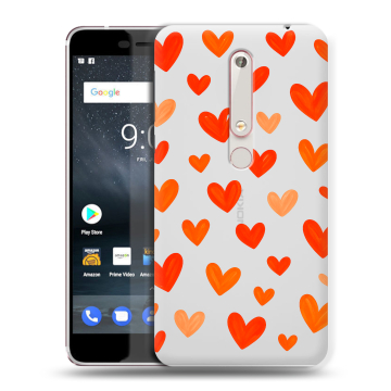 Пластиковый чехол на Nokia 6.1 с принтом Сердечки