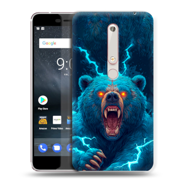 Пластиковый чехол на Nokia 6.1 с принтом Медведь