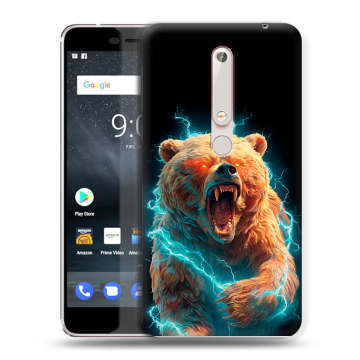Пластиковый чехол на Nokia 6.1 с принтом Медведь