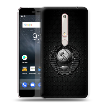 Пластиковый чехол на Nokia 6.1 с принтом Герб Флаг СССР Пластиковый чехол на Nokia 6.1 с принтом Герб Флаг СССР