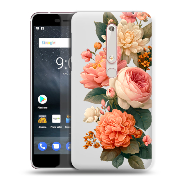 Пластиковый чехол на Nokia 6.1 с принтом цветы