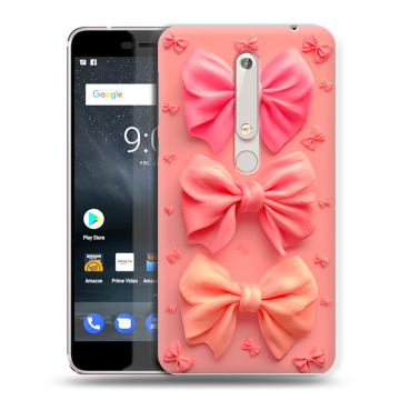 Пластиковый чехол на Nokia 6.1 с принтом Розовые бантики Пластиковый чехол на Nokia 6.1 с принтом Розовые бантики