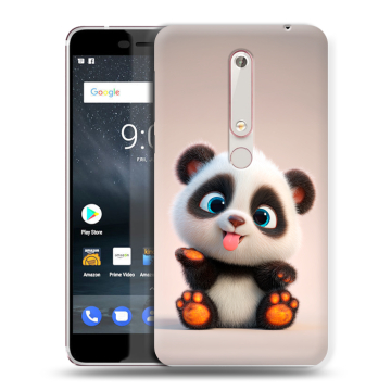 Пластиковый чехол на Nokia 6.1 с принтом милая панда Пластиковый чехол на Nokia 6.1 с принтом милая панда