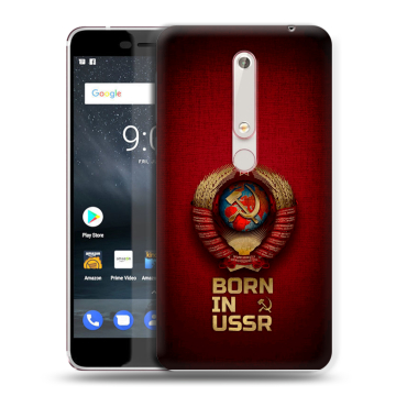Пластиковый чехол на Nokia 6.1 с принтом Флаг Герб СССР